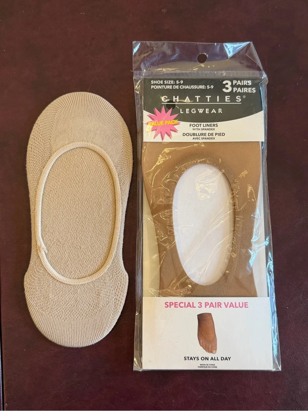 Chatties Beige No-Show Foot Liners - 4 pair